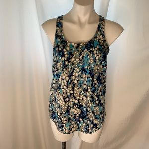Silky blue print tank top